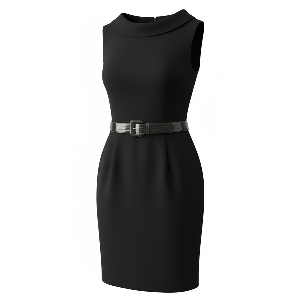 Rickie Freeman for Teri Jon Black Cowl Neck Sheath Dress